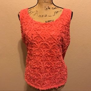Coral textured flower blouse